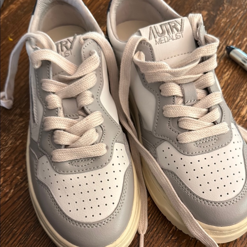 NWT- Autry medalist sneaker  - White and Gray w/ navy accent. European size 34-